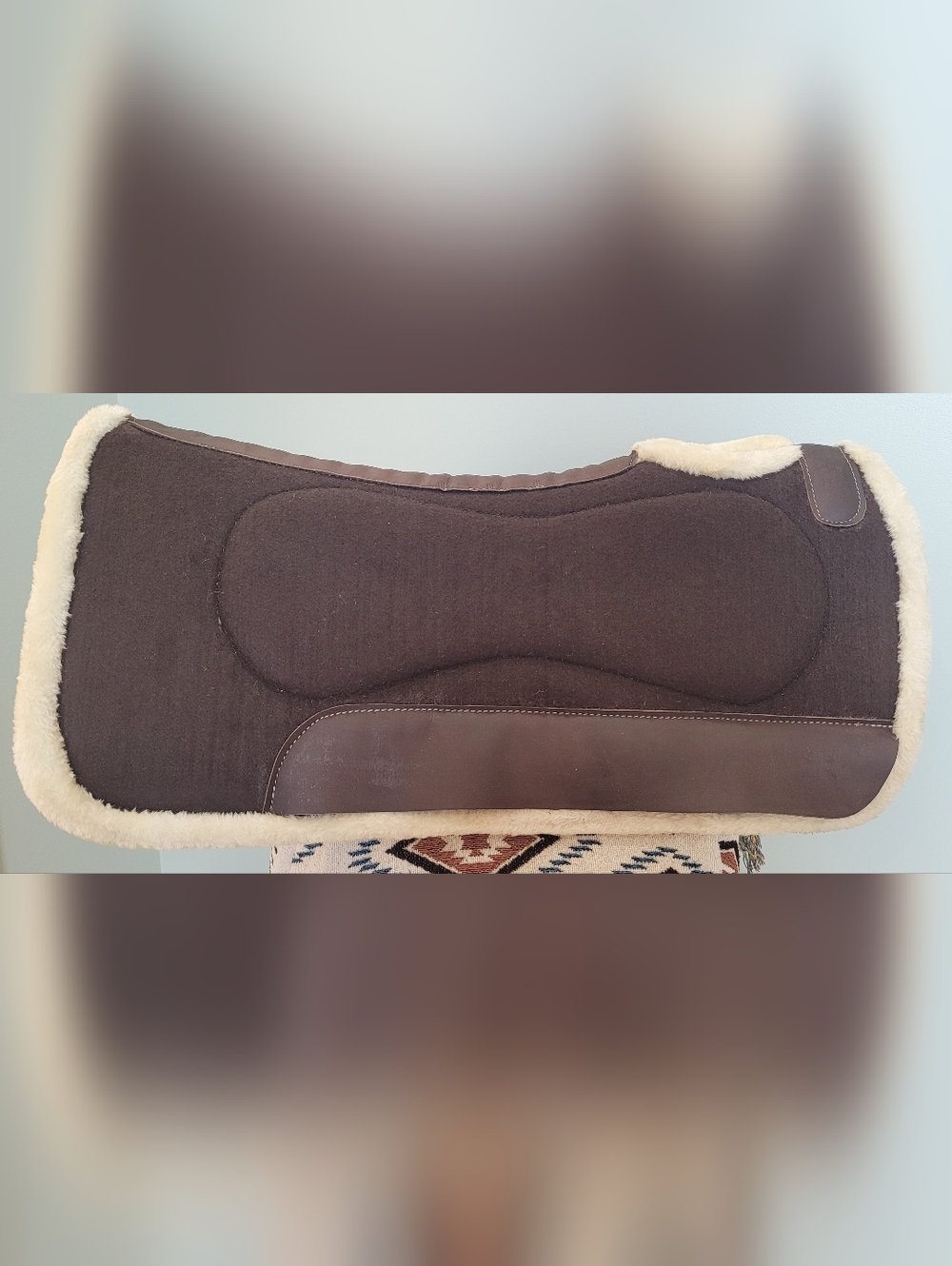 TOUGH1 Brown Western Saddle Pad with Fleece, Size 30x32 - Picture 2 of 15
